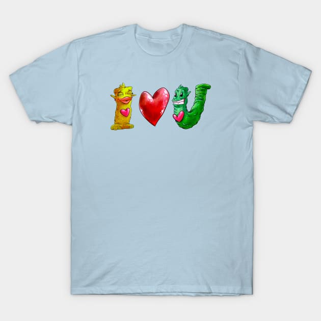 I Love U 1 T-Shirt by BlueGlue
